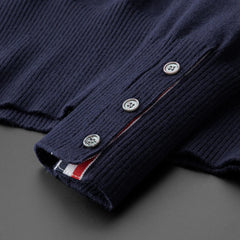 Luxury Men’s Striped Knit Sweater – Trendy Round Neck Autumn/Winter Pullover