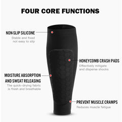 1PC Football Shin Guard Sleeve – Compression Calf Sock with Honeycomb Pads