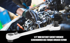 Mini Double-Ended Ratchet Wrench – 1/4" 72-Tooth Quick Socket Tool