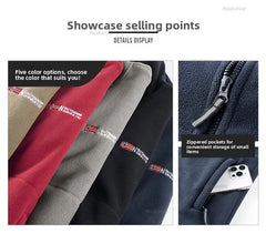 Maxbarley Men’s Winter Fleece Sportswear Set – Warm Retro Jacket & Pants Tracksuit