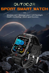 2025 Military Smartwatch 1.73″ – Outdoor Sports Watch with Flashlight