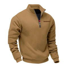 Men’s Heavy Fleece Half-Zip Stand Collar Sweater