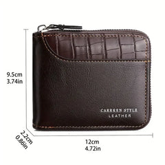 Luxury Men’s Leather RFID Wallet with Zipper & Coin Pocket