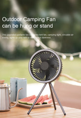 Rechargeable Camping Fan with LED Light & Power Bank – 4000/10000mAh Portable Outdoor Fan