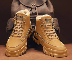 Men’s Winter Plush High-Top Snow Boots – Thick Warm Cotton Outdoor Shoes