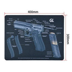 Gun Cleaning Rubber Mat — 3D Firearm Bench Mat / Mouse Pad (AR15 AK47 Glock 1911 etc.)