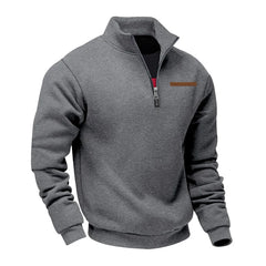 Men’s Heavy Fleece Half-Zip Stand Collar Sweater