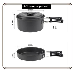 Lightweight Camping Cookware Set – Portable Pot & Pan Kit for 1–7 People