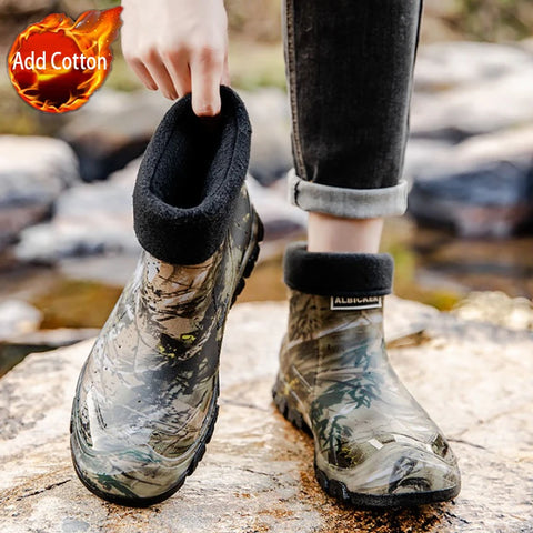 Men’s Camouflage Waterproof Fleece-Lined Rain Boots – Warm Garden Gumboots 2025