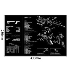 Gun Cleaning Rubber Mat — 3D Firearm Bench Mat / Mouse Pad (AR15 AK47 Glock 1911 etc.)