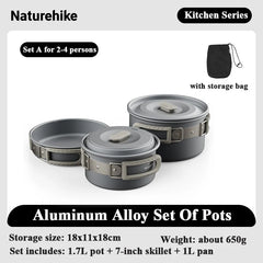 Naturehike Camping Cookware Set – Aluminum Alloy Pot Set for 4–7 People