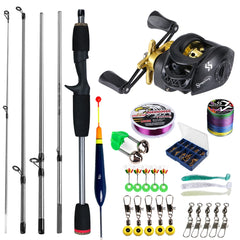 Sougayilang Baitcasting Fishing Rod & Reel Combo Kit – 5-Section Rod with Aluminum Spool Reel for Freshwater Bass Fishing