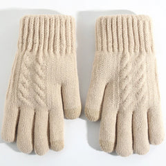 Winter Touchscreen Full-Finger Gloves – Warm Fleece Knit Gloves for Men & Women