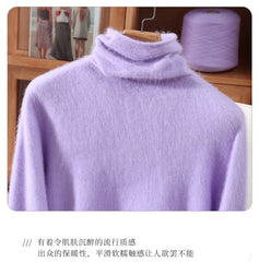 Women’s Mink Cashmere Pullover Sweater – High Collar