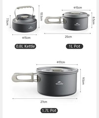 Naturehike Camping Cookware Set – Aluminum Alloy Pot Set for 4–7 People