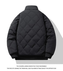 Men’s Stand Collar Windproof Cotton Jacket – Light Business Casual Autumn/Winter Coat