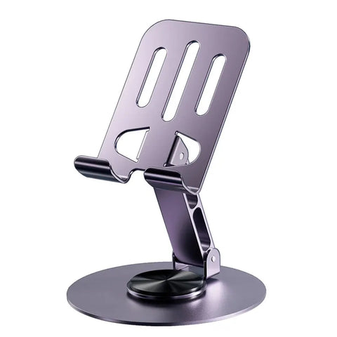 All-Metal Aluminum 360° Rotating Phone Stand – Folding Double-Shaft Holder