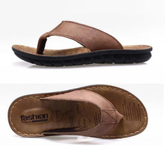 Men’s Summer Leather Slippers – Non-Slip Flip Flops Sandals