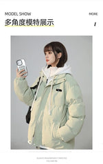 Korean Y2K Letter Patch Padded Jacket – Vintage Harajuku Loose Winter Coat