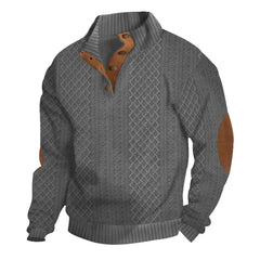 2024 Men’s Jacquard Knit Stand-Collar Sweater – Button-Down Casual European Style