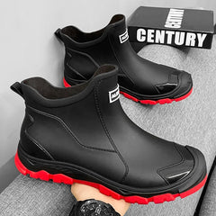 Men’s Waterproof Warm Rubber Rain Boots – Anti-Slip Fishing & Work Shoes
