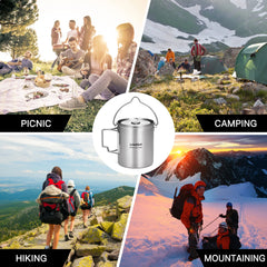 LIXADA 750ml Stainless Steel Camping Mug with Lid & Foldable Handle
