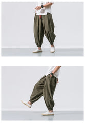 Men’s Oversized Cotton-Linen Harem Pants