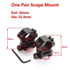 2PCS Scope Mount Rings — 25.4/30mm for 11mm & 20mm Dovetail/Picatinny + Flashlight Mount