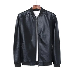 Men’s Black PU Leather Biker Jacket – 2024 Autumn Korean Slim Fit Casual Coat