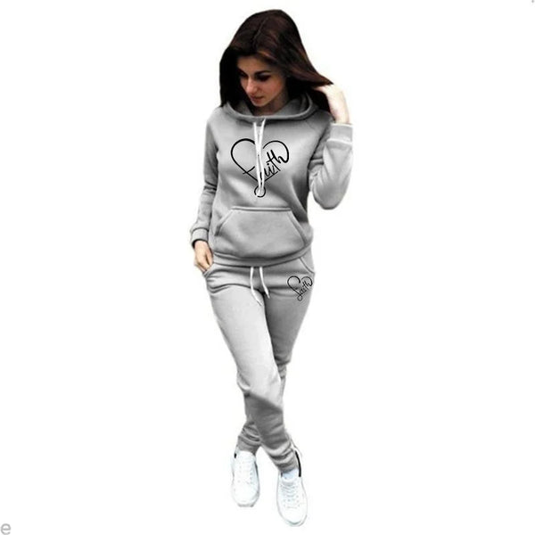 Women’s Fall/Winter Pullover Hoodie & Sweatpants Set – Loose Streetwear Two-Piece