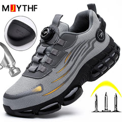 Rotating Button Men’s Safety Shoes – Anti-Smash, Anti-Puncture Work Sneakers