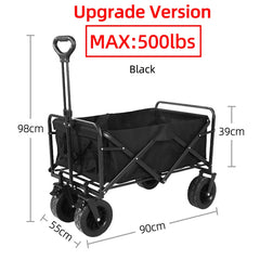 Collapsible Folding Utility Wagon – Heavy-Duty Beach & Camping Cart with Large Capacity