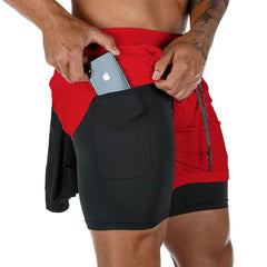 Men’s 2-in-1 Double-Layer Fitness Shorts