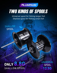 SEASIR Cast-X 7.3:1 Baitcasting Reel – Aluminum Double Spool, Carbon Grip, BFS Micro Fishing Reel