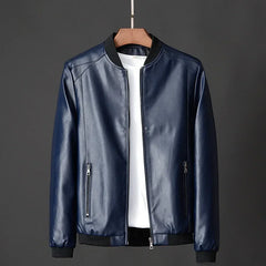 Men’s Black PU Leather Biker Jacket – 2024 Autumn Korean Slim Fit Casual Coat