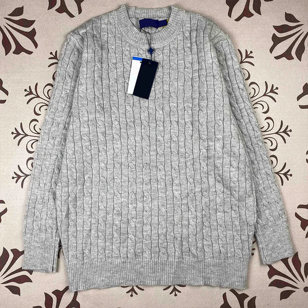 Women’s Autumn Knitted Sweater – Oversized Round Neck Pullover with Embroidered Logo