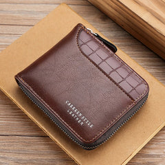 Luxury Men’s Leather RFID Wallet with Zipper & Coin Pocket