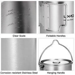 LIXADA 750ml Stainless Steel Camping Mug with Lid & Foldable Handle