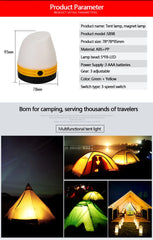 Portable LED Camping Lantern – Waterproof Tent Light with Hook