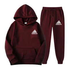 2025 Winter Hoodie Sets Men Fashion Fleece Red Hoodies Black Brand Pants Casual Jogger Suit Tracksuit Sweatshirt Woman Pullover
