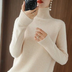 2025 Women’s Turtleneck Knit Sweater – Thick Warm Autumn/Winter Pullover