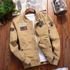 Men’s Outdoor Vintage Cargo Jacket – Embroidered Cotton Windbreaker 2024