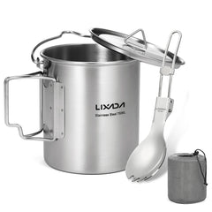 LIXADA 750ml Stainless Steel Camping Mug with Lid & Foldable Handle
