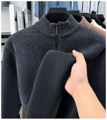 High-Quality Me Half-Zip Sweater – Designer Knit Pullover with Plush Warm Lining & Embroidered Horse Logo