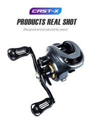 SEASIR Cast-X 7.3:1 Baitcasting Reel – Aluminum Double Spool, Carbon Grip, BFS Micro Fishing Reel