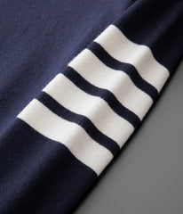 Luxury Men’s Striped Knit Sweater – Trendy Round Neck Autumn/Winter Pullover