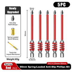 1/4" Hex Phillips Screwdriver Bit – Anti-Slip Spring-Loaded Quick-Release