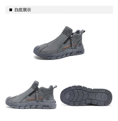 Men’s Casual Labor & Outdoor Climbing Shoes – Zipper, Non-Slip, Wear-Resistant Sneakers