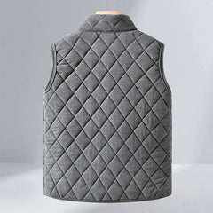 Men’s Winter Windproof Padded Jacket – Thick Fleece-Lined Diamond Quilted Coat