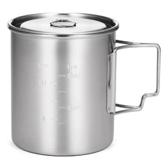 LIXADA 750ml Stainless Steel Camping Mug with Lid & Foldable Handle